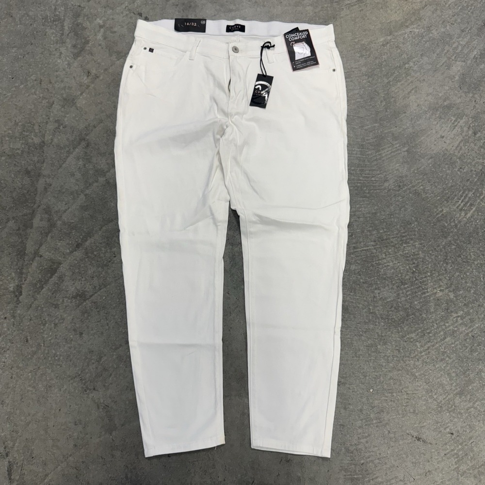 Women's NWT Curve Apparel White Pants 16x33 Stretch Comfort 5 Pocket